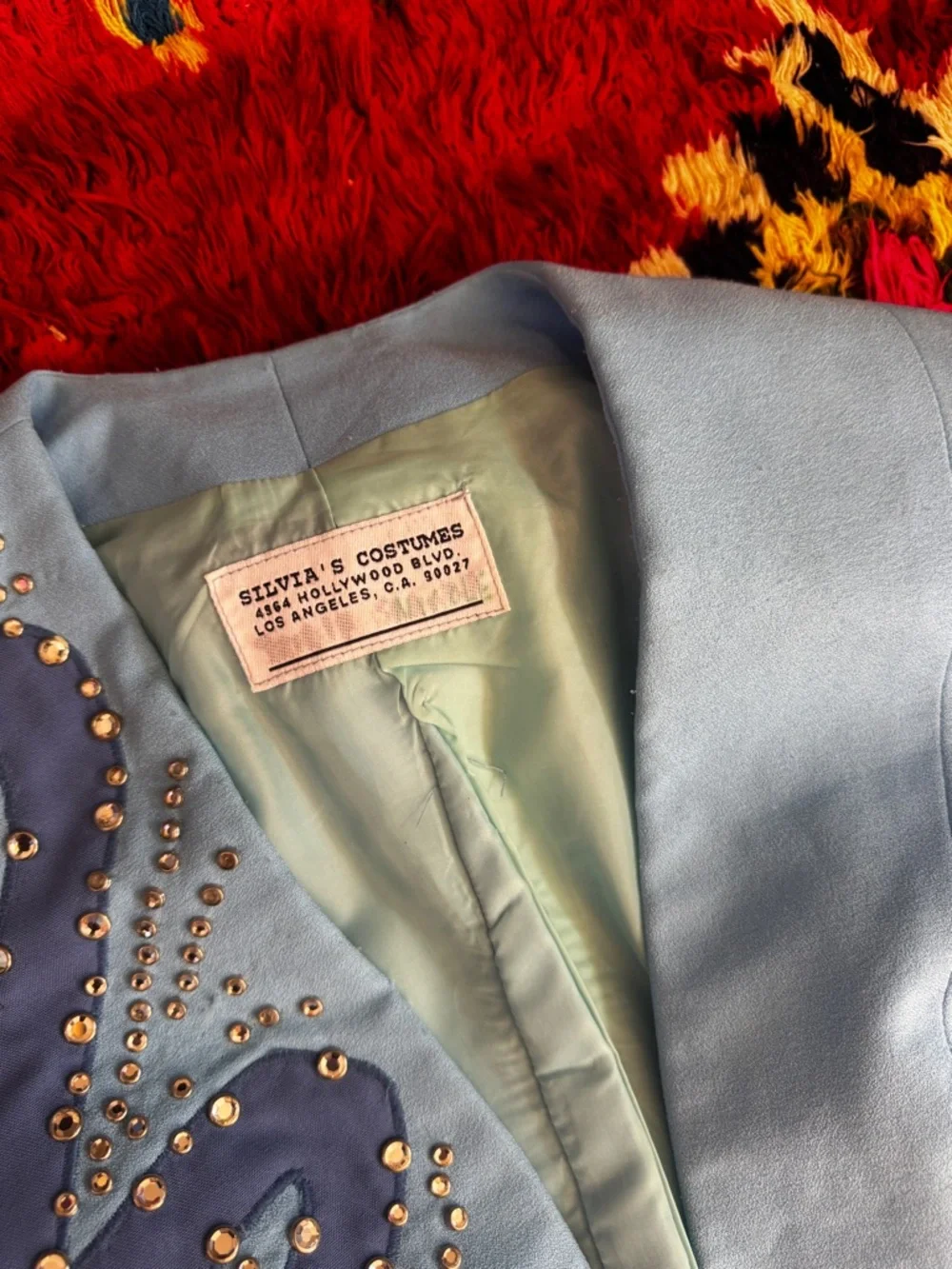 Vintage Silvia's Costume Baby Blue Rhinestone Western Suit Sz XS - Picture 3 of 16